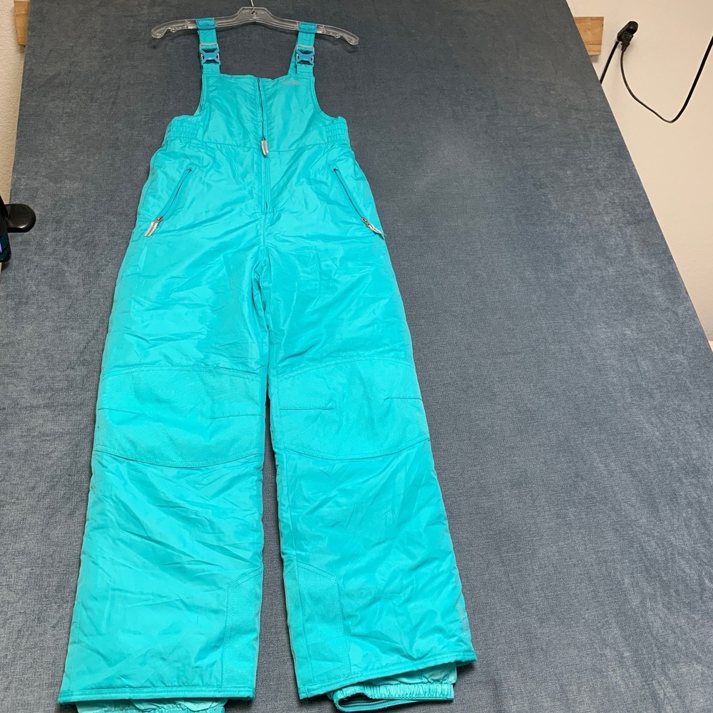 Champion Snow Bib Overall Girls Large Blue Adjustable Strap Insulated Zip Pocket